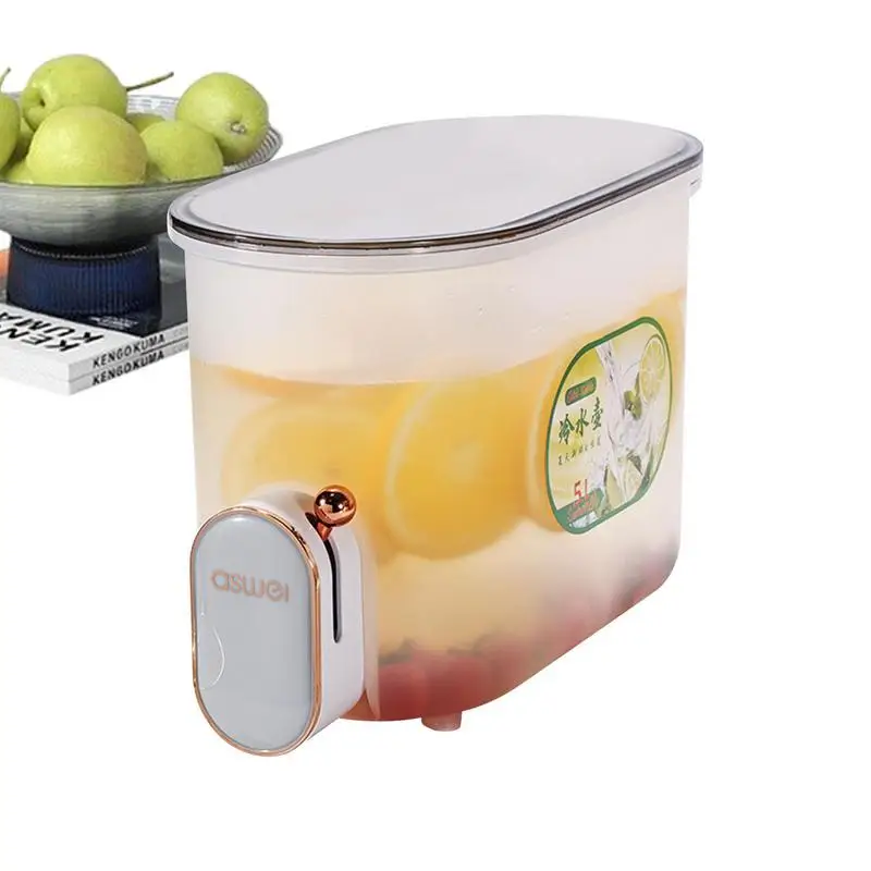 

5L Cool Water Bucket Portable Cold Water Kettle With Faucet Refrigerator Iced Drink Juice Fruit Teapot Ice Kettle Dispenser Tool