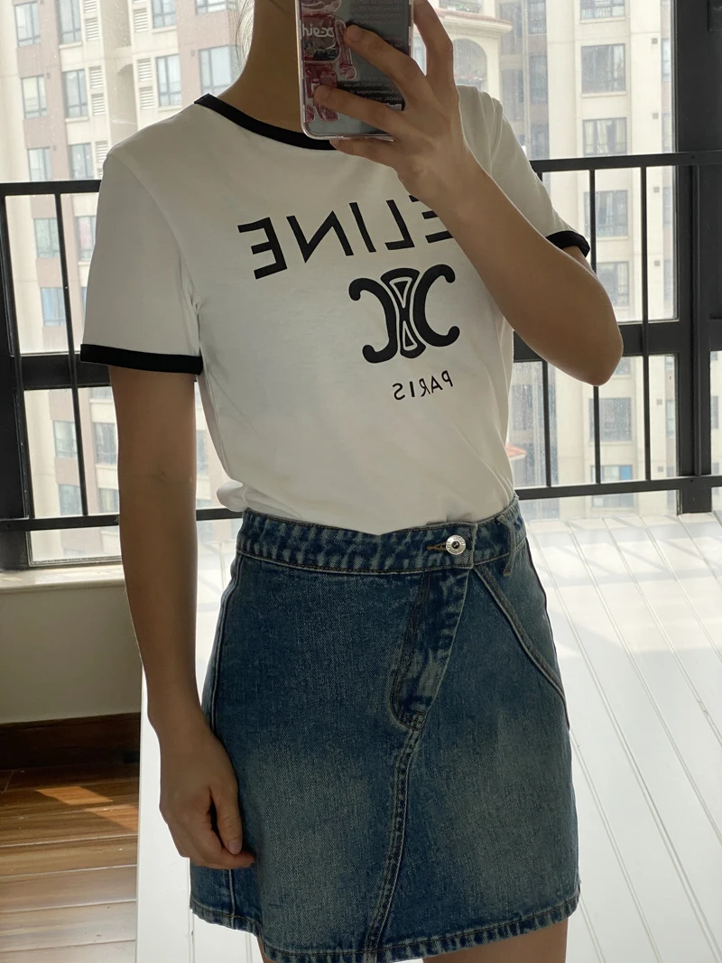 

Korean Fashion Women's Short Skirt 2023 Summer New Water Wash Asymmetric Design Cotton Denim Denim Mini Short Skirt