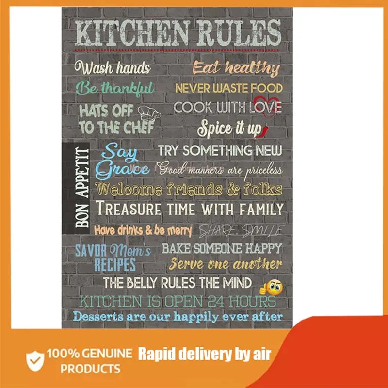 

Kitchen Rules Home Decor Inspirational Rustic Retro Vintage Décor Sign 30cm x 40cm metal decor wall decoration