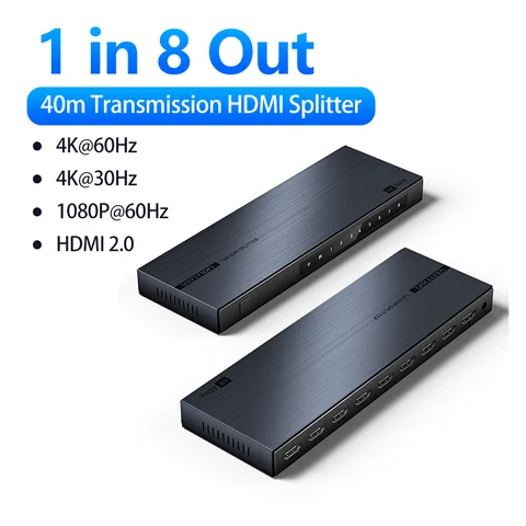 Vention 4K HDMI Splitter 1 в 8 выходов HDMI 2.0 Swicth для телевизора XBox PS5 PS4 1x8 HDMI 2.0 Переключатель с источником питания для монитора