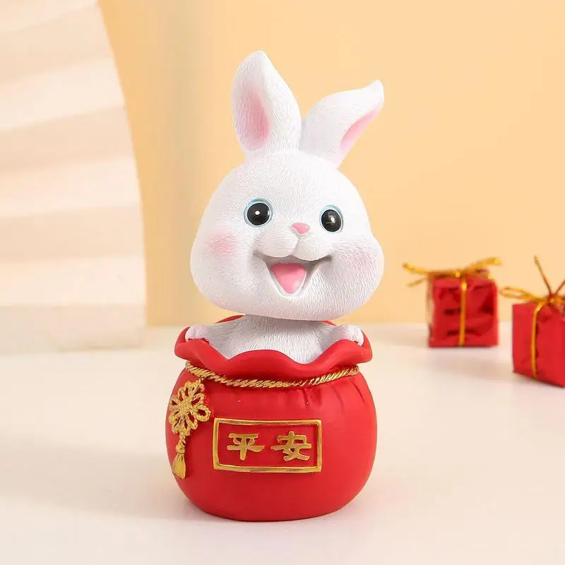 

2023 New Year Little Animal Ornament Resin Rabbit Figurine Bunny Chinese Zodiac Figurines for Home Office Table Top Decor