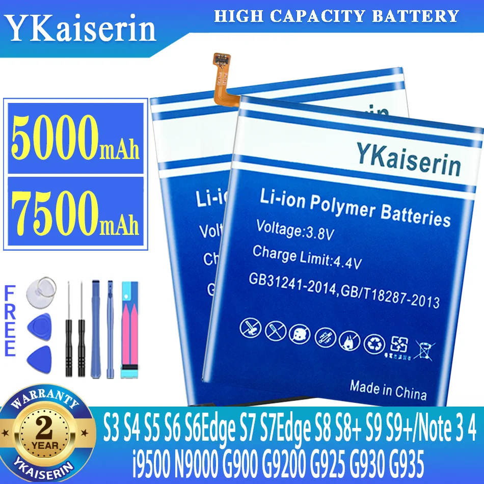 

Аккумулятор ykaisin для Samsung Galaxy Note 3 4 S3 S4 S5 S6 S6Edge S7 S7Edge S8 S8 + S9 S9 + i9500 N9000 G900 G9200 G925 G930 G935