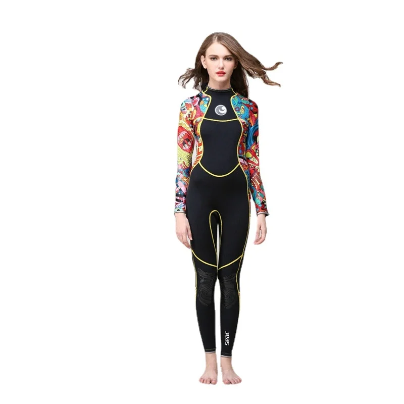 

Женский неопреновый гидрокостюм SCR 3 мм, Высокоэластичный цветной комбинезон для серфинга и дайвинга, оборудование для медузы, одежда с длинными рукавами