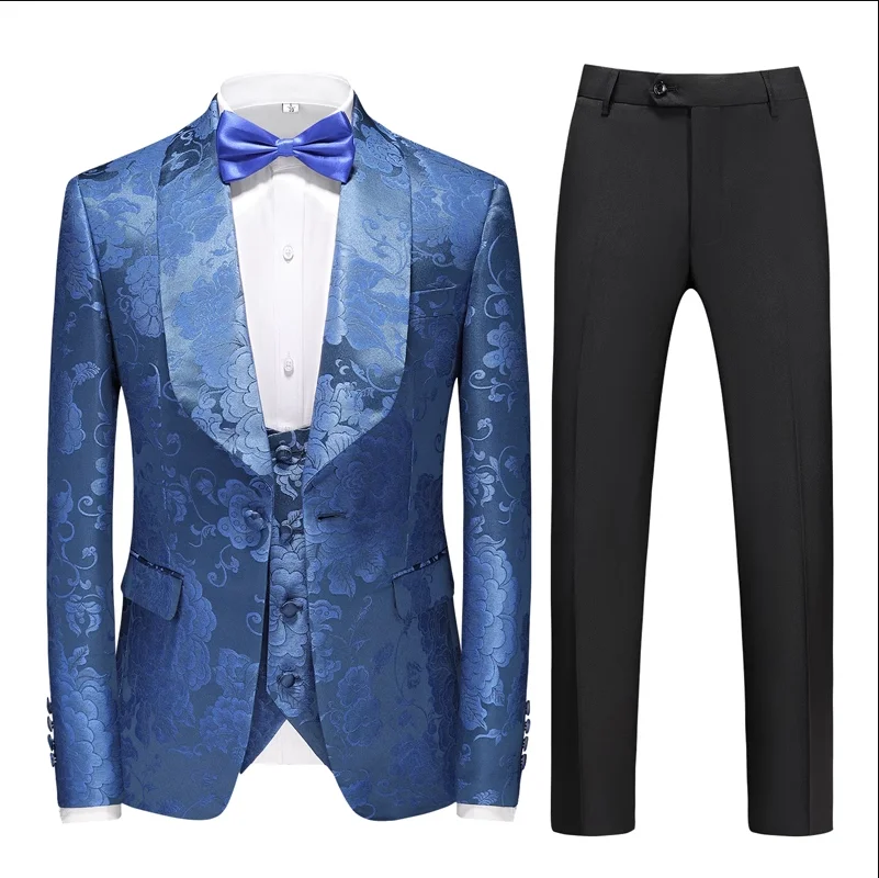 

Qj Cinga Brand Men Wedding Suit 3 Piece 2023 New Non Ironing Jacquard Blazers Jacket and Pants with Vest Large Size 6XL