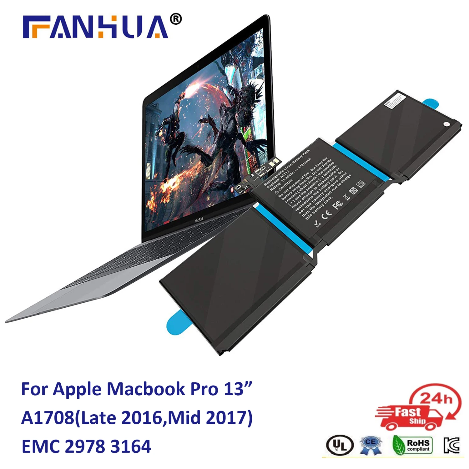 Рисунок 1 - Аккумулятор A1713 для ноутбука Apple MacBook Pro