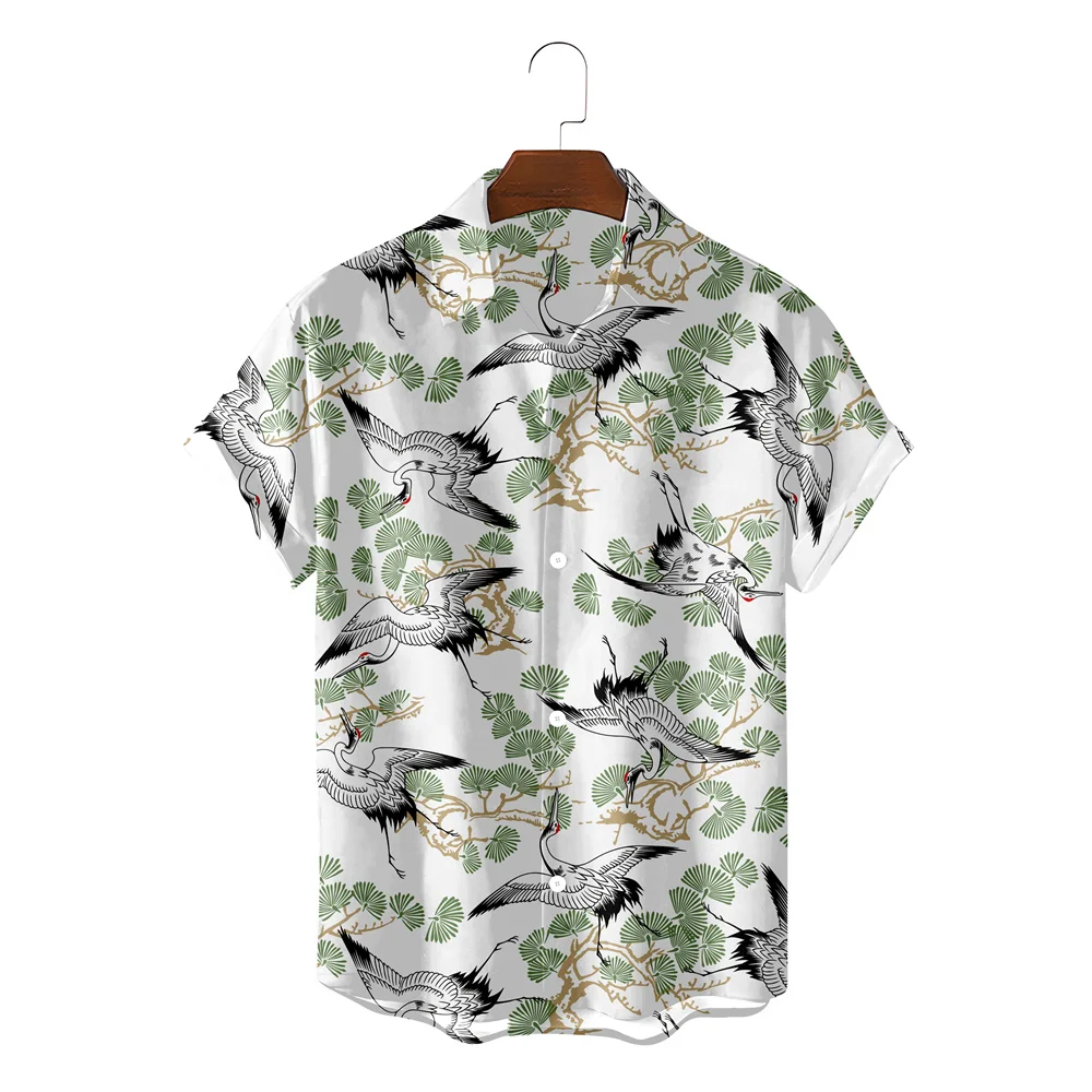 

Рубашка мужская Свободная с фламинго, модная повседневная Уличная одежда, уютная универсальная винтажная блуза на пуговицах, лето 2022