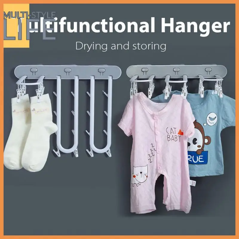

Laundry Hanger Storage Organizer Clothes Socks Hanger Folding Design Multifunctional Sock Rack Abs Durable Hanging Clip Sturdy