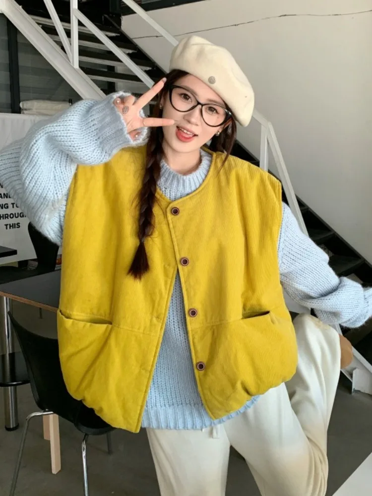 Японский модный вельветовый жилет в стиле ретро верхняя одежда женский