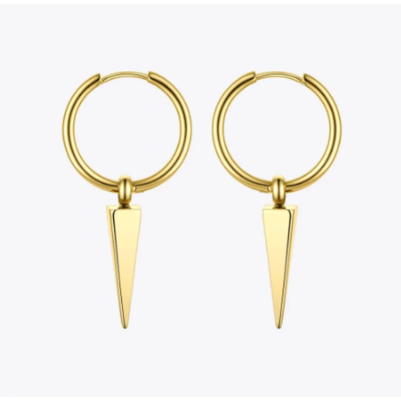 Pyramid Spike Earrings   Titanium Steel Spike Cone Pendant   Women's Gold Geometric Earrings Stainless Steel Fashion Jewellery