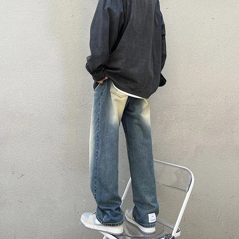 Four Seasons American Retro Jeans Men's Straight Loose Pants Ins Trend Wild Retro Pants Hip Hop Streetwear Ins Hot Sale Denim