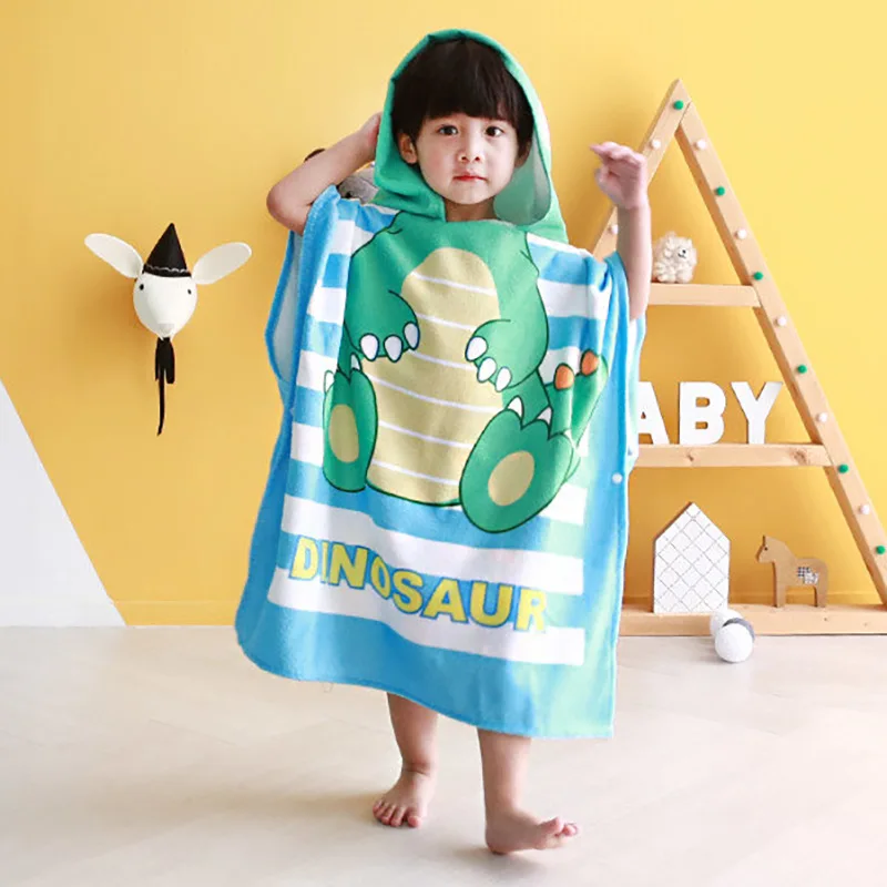 Soft Poncho Kids Bathing Stuff Infant Washcloth Beach Towel Newborn Cartoon Baby Bath Towel Microfiber Cotton Hooded Cape Towels