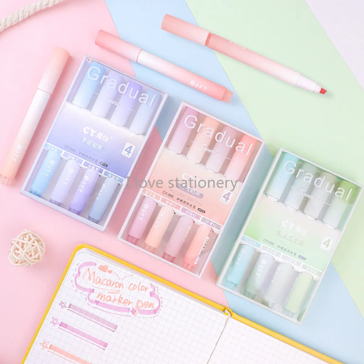 

4PCS Highlighters Markers Cute Pastel Highlighter Pen Set Stationary High Capacity School Supplies Aesthetic Stationery Supplies