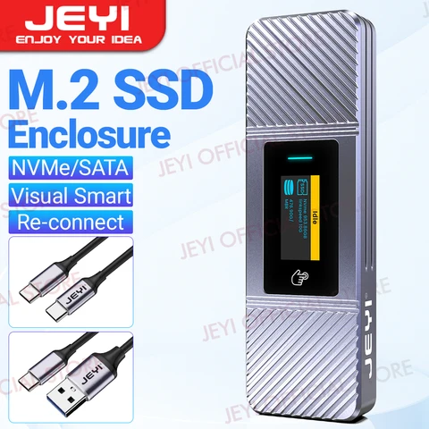 JEYI Visual Smart M.2 NVMe NGFF SSD корпус, поддерживает функцию защиты от внешней записи, Повторное подключение 3s, USB 3,2 Gen2 10 Гбит/с, UASP Trim