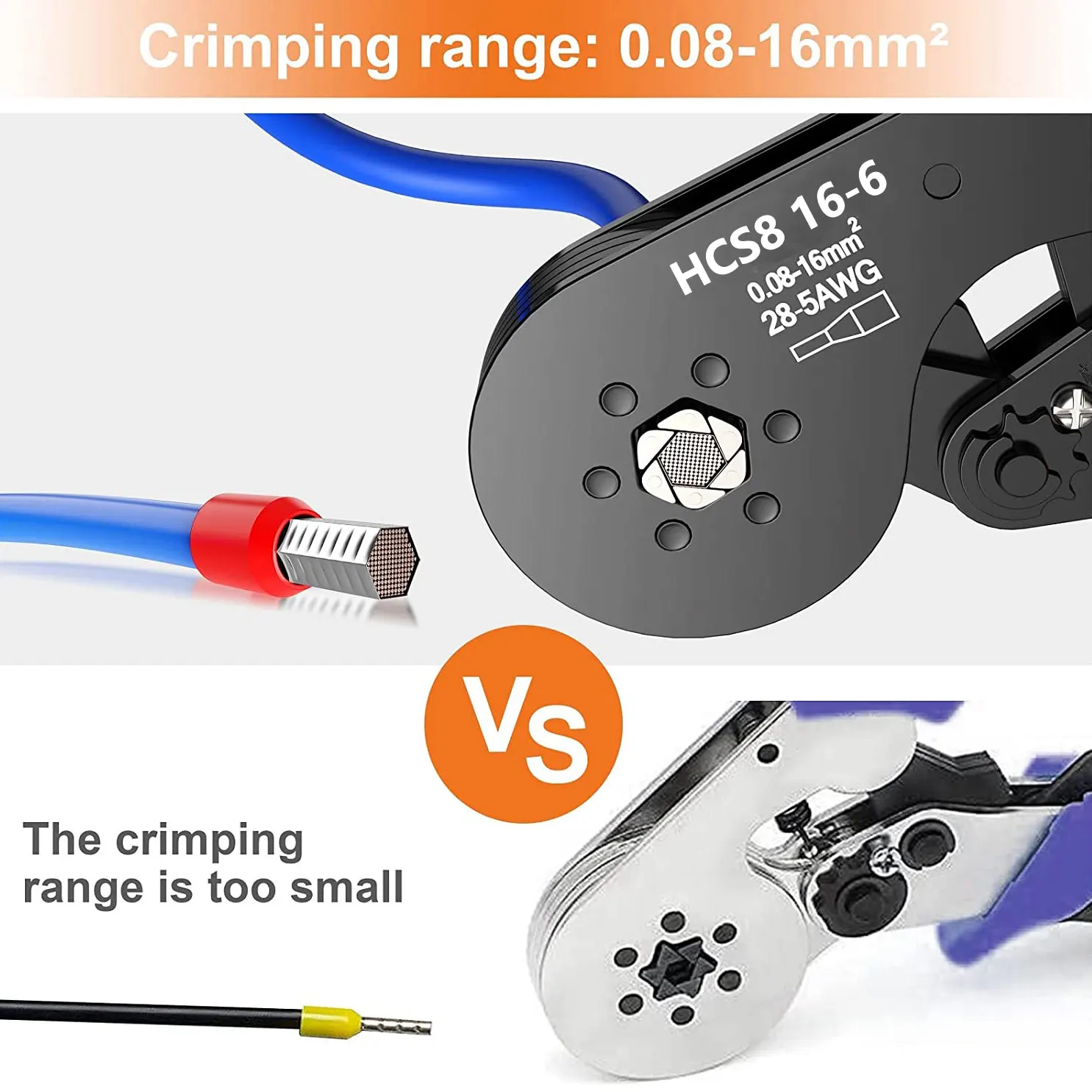 Саморегулируемые обжимные клещи с храповым механизмом для концевых клемм HSC8 16-6