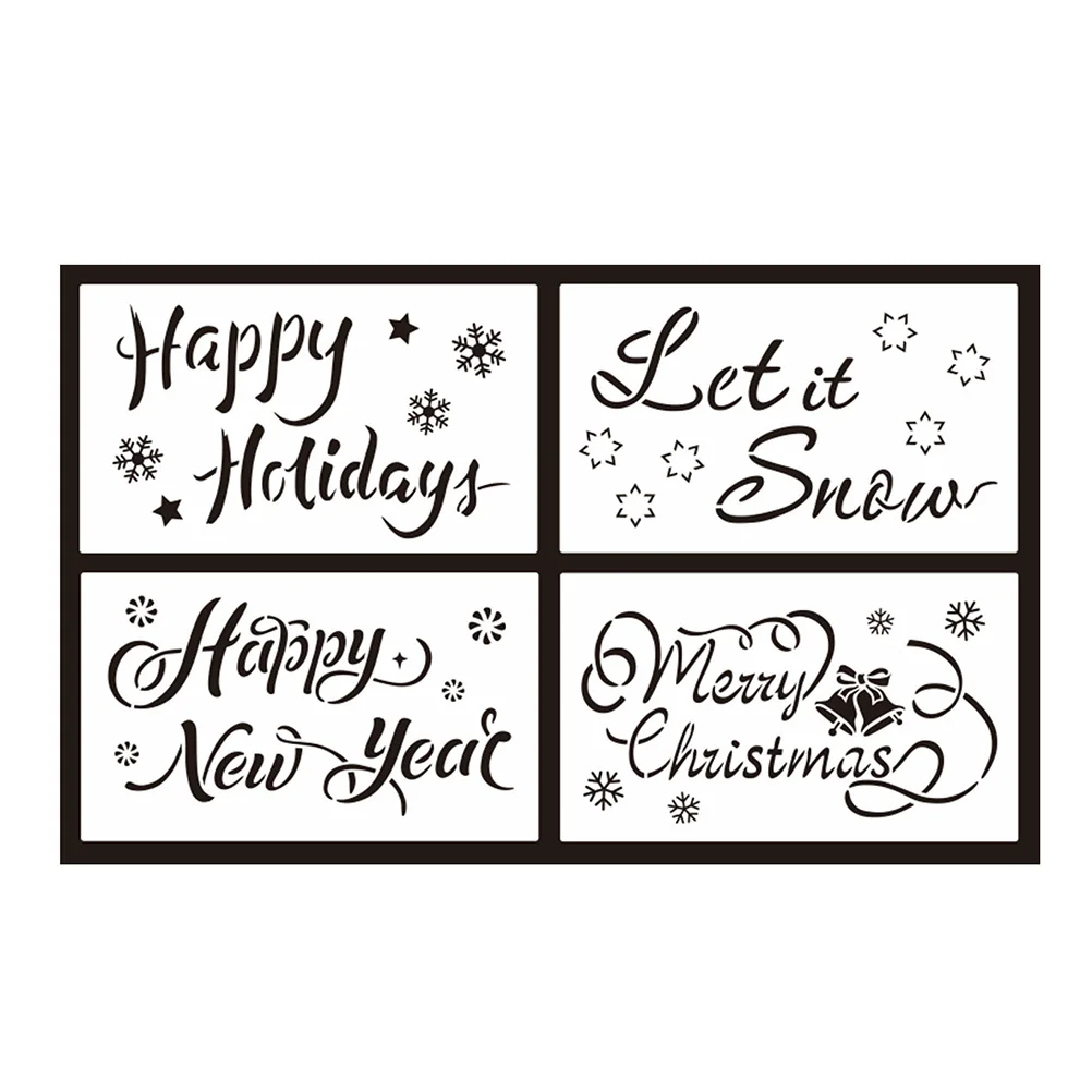 

Christmas Stencils Templatelargehappy Holiday Painting Merry New Year Stencil Scrapbook Craft