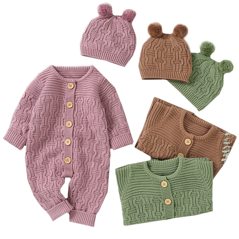 

Детские комбинезоны, одежда, осень-зима, вязаные однотонные комбинезоны для новорожденных мальчиков и девочек, модные однотонные простые комбинезоны для малышей, детская одежда унисекс