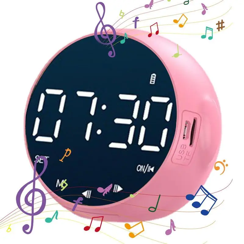 Led Mirror Alarm Clock Speaker Usb Charge Alarm Clock Radio 3 Levels Brightness Large Display Modern Decoration