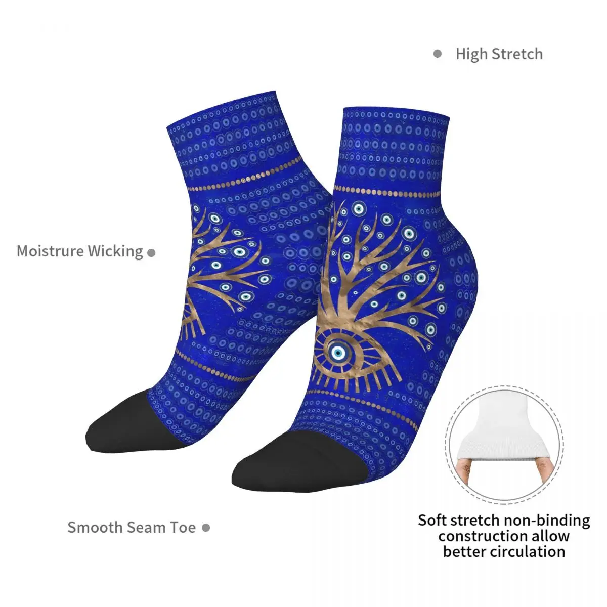 Греческий глаз дерево материи матаки на Ляпис лазурит сглаза лодыжки носки