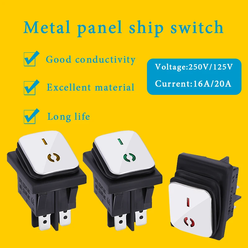 

KCD4 250V stainless steel panel 4-pin waterproof boat switch with lamp ON-OFF rocker power Ship LED Button Electrical Equipment