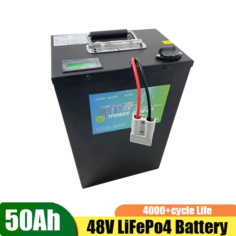 

Waterproof 48V 50Ah Lifepo4 48V 40AH battery BMS for 2000w Scooter Bike Tricycle Boat Backup Power +5A Charger