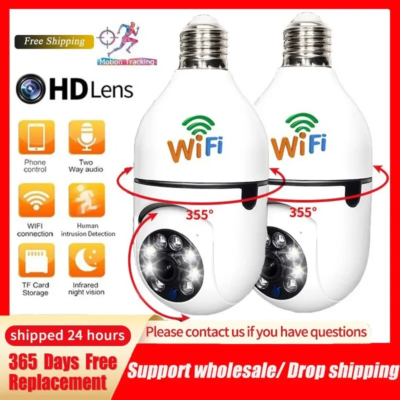 

NEW2023 E27 Bulb Camera HD 1080P WiFi Surveillance Camera Wide Angle Motion Detection Security CCTV Camera For Home Security Mon