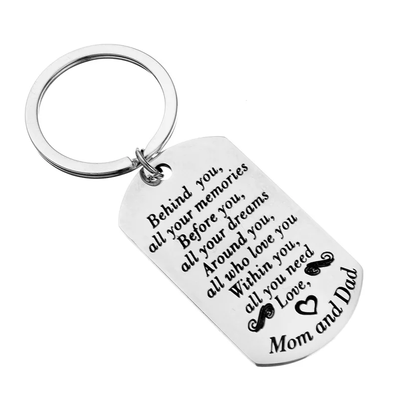 

Family key chain lettering behind you all your memories Thanksgiving Christmas Birthday Gift mom dad to daughter son