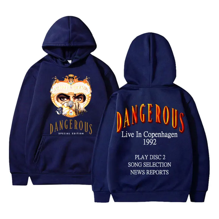 King of Pop Michael Jackson Dangerous World Tour Hoodie Men Women Classic Gothic Rock Sweatshirt Men's Vintage Oversized Hoodies