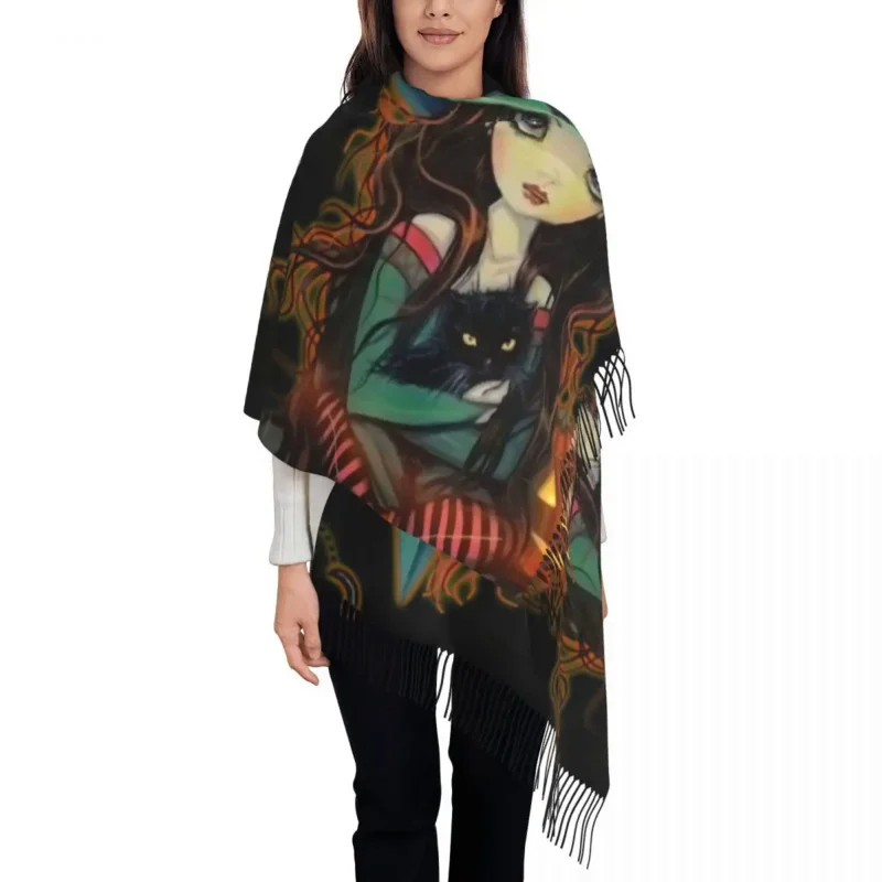 

Шарф «Ведьма и кошка» на Хэллоуин, унисекс