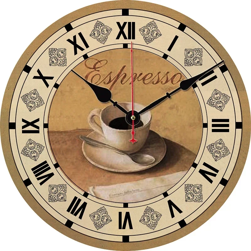 Винтажные круглые настенные часы для кофе и кухни большие декоративные столовой