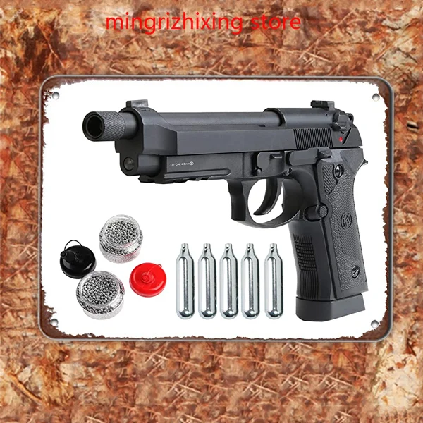 

Air Gun Pistol Full Metal CO2 Blowback M9 Style Series airsoft armas 4.5mm 0.177 BBS W/14mm CCW Metal Wall Sign