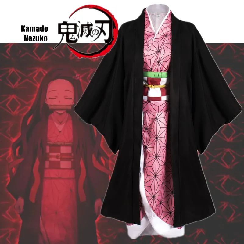Anime Demon Slayer Kimetsu no Yaiba Cosplay Costume Nezuko Kamado Kimono Uniform Halloween Carnival clothes Kisatsutai