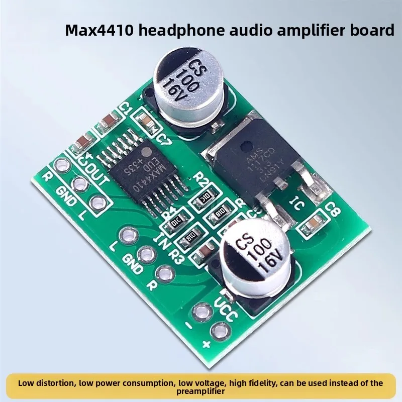Фото Плата усилителя для наушников MAX4410, двухканальный модуль предусилителя низкой мощности 2x80 мВт, DC3V-12V №1