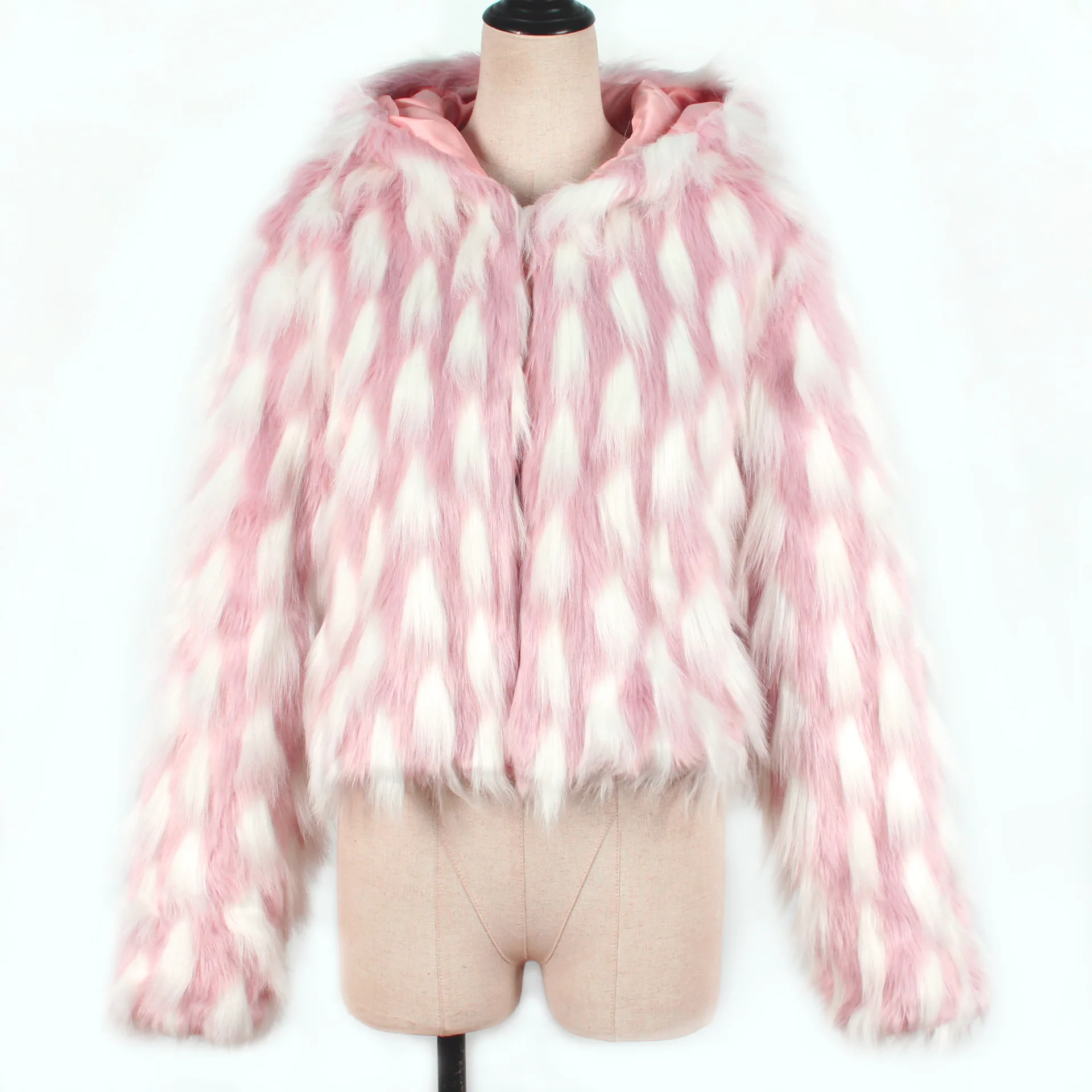 Women's Leather Fur Coat Fall Winter Fashion Short Imitation Fur Coat Top Women's Hooded Jacket Faux Fur Coat