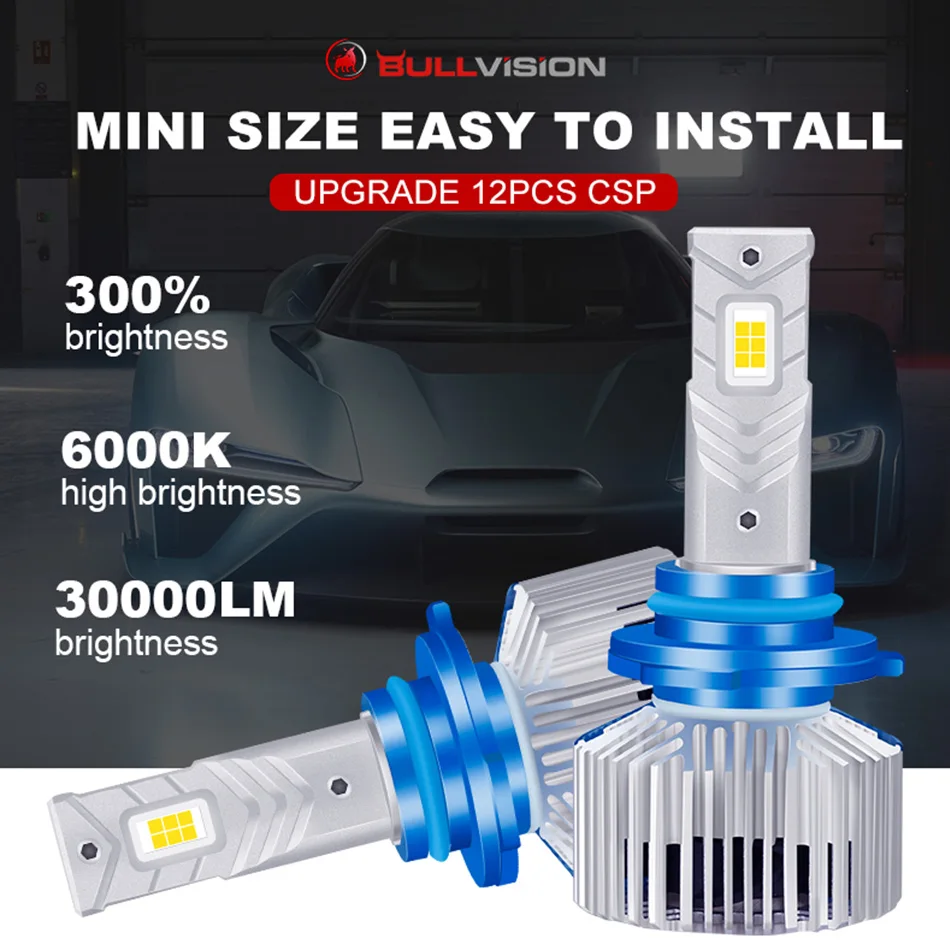 

Bullvision 90W мотоциклетные светодиодные фары H4 H7 H11 лампы противотуманные фары CSP светодиодные лампы передние фары для мото автомобиля 6000K белый