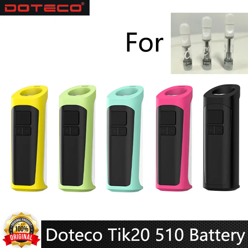 

Оригинальный аккумулятор DOTECO Tik20, 400 мАч, 1,8 в-4,2 в, OLED дисплей, резьба 510, миниатюрный размер для картриджа 510, электронная сигарета