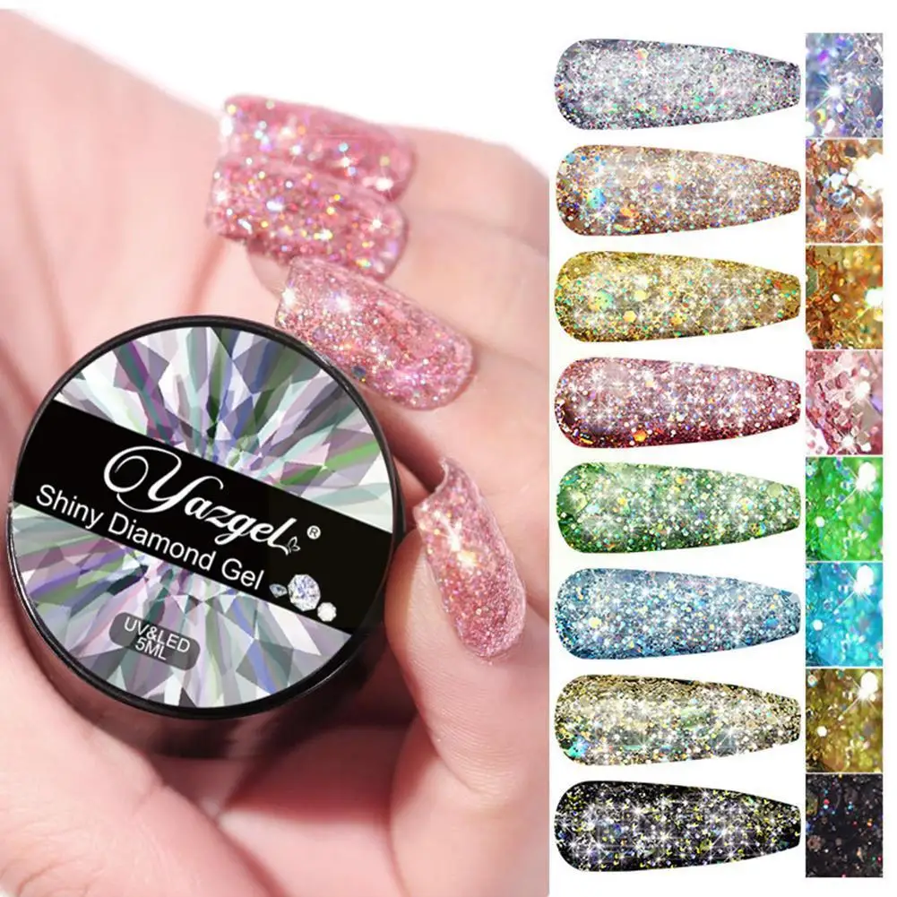 

Клей для дизайна ногтей алмазов Блестящий Алмазный ослепительный Гель-лак для ногтей УФ-Арт Клей Маникюр Искусство Замачивание Красочная к...