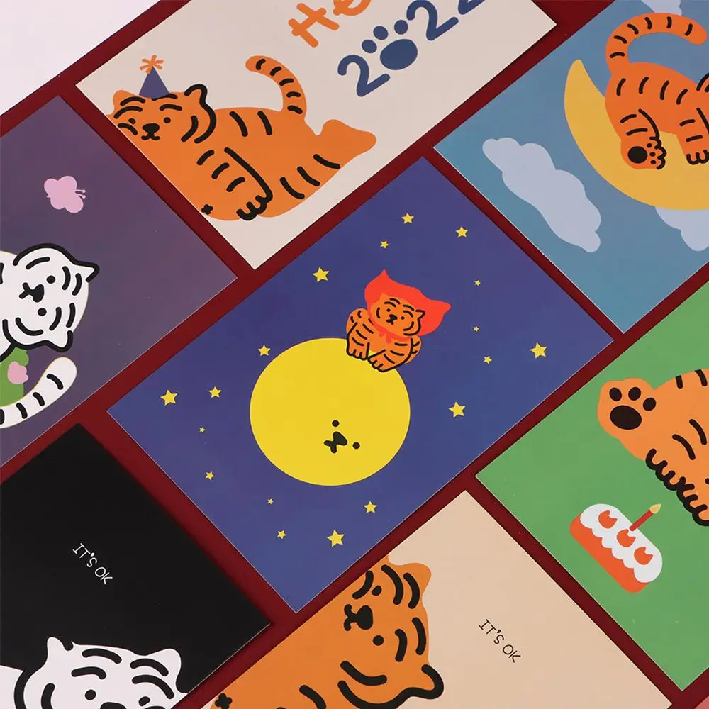 

Праздничные новогодние открытки с тигром, поздравительные открытки, поздравительные открытки