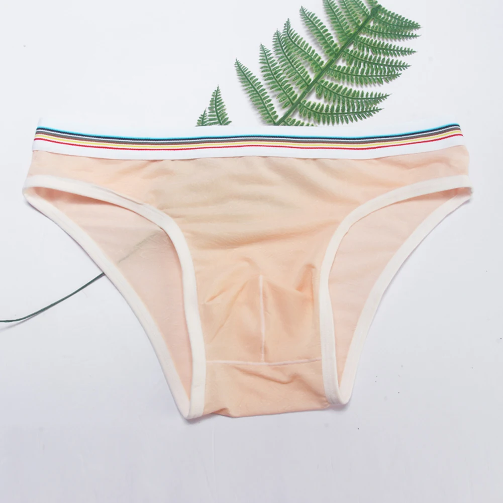 

Men Sexy Ice Silk Ultra-thin Brief Low Rise Mesh Underwear Breathable Underpant See Through Good Stretchy Swimwear Beachwear