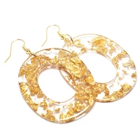 dangle earringsacetate charm earringstransparent golden yellow pendant connector earringsart deco earrings 1 pair