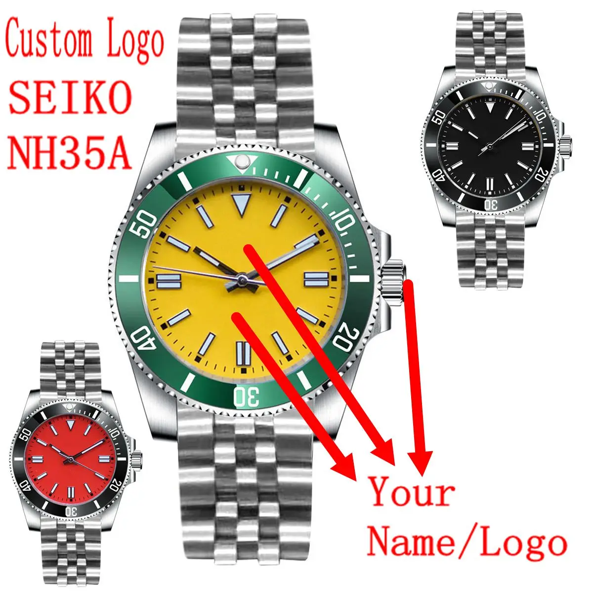 

Custom Logo NH35 Watch For Men Automatic Mechanical Watches Mens Sapphire Stainless Steel Ceramic Waterproof relogio masculino