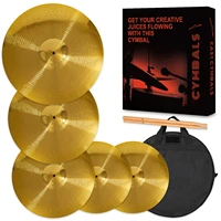cymbal pack for practice 5 pieces of 14hi hat16crash18crash20ridewith free cymbal bag
