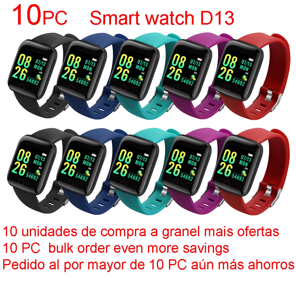 

10 ШТ. Оптовая D13 Смарт-Часы Мужчины Женщины Положите Фото Музыку Контроль Сердечного ритма Фитнес-Трекер Водонепроницаемый SmartWatch Бесплатна...