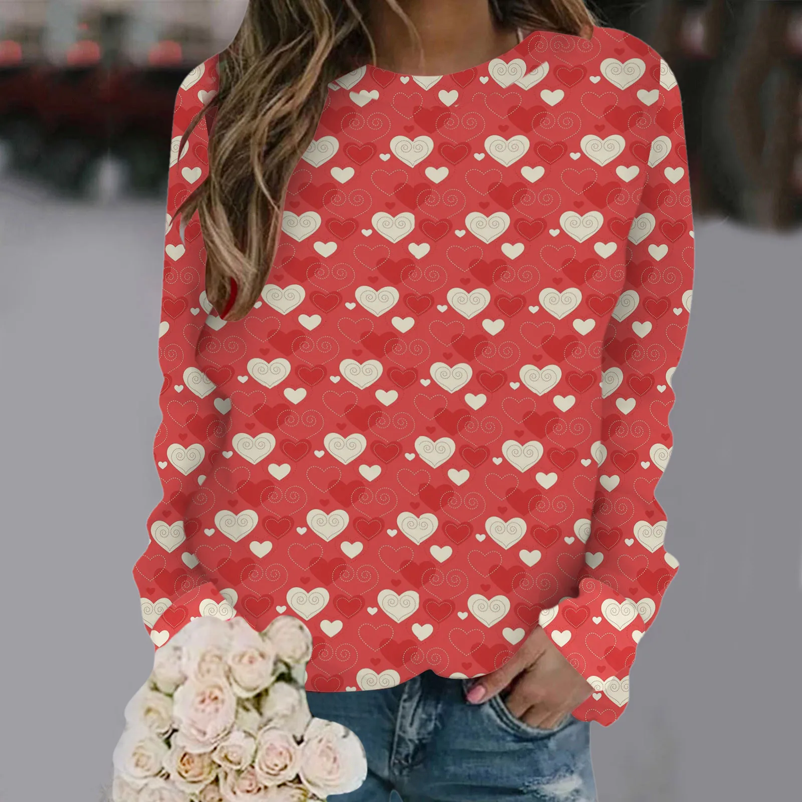 

Women's Love Print Long-sleeved Sweatshirts Top Casual Blouse Pullover Sweatshirt Poleras Mujer Толстовка Женская