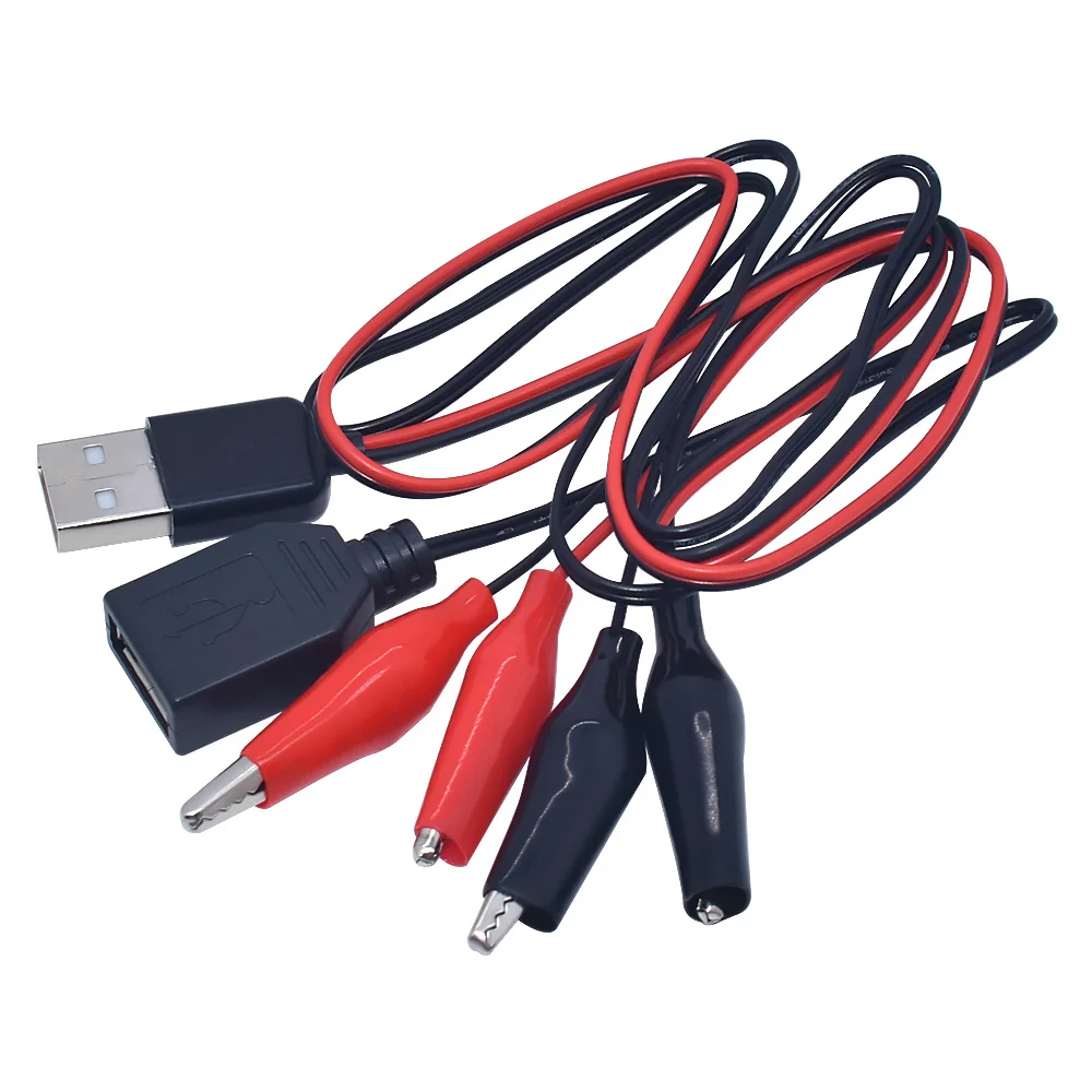 Зажим крокодил 60 см переходник с USB папа и мама Электрический зажим источник