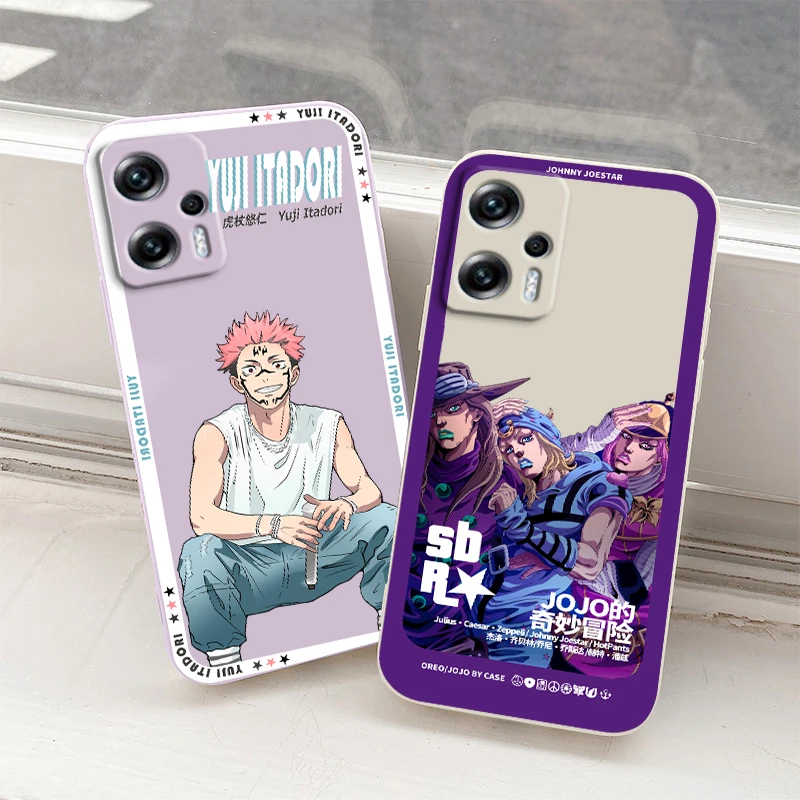 

Jujutsu Kaisen Jojo Anime Phone Case For Xiaomi Redmi Note 11 11S 11T 10S 10 9S 9T 9 8T 8 Pro Plus 5G Liquid Rope Soft Cover