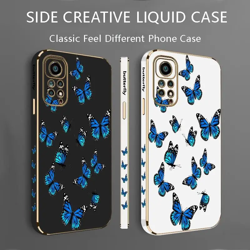 Butterfly Diagram Luxury Plating Phone Case For Xiaomi Redmi Note 11 Pro Plus 12Pro Plus 11 11S 10 Pro 12 9S 8 Pro Cover