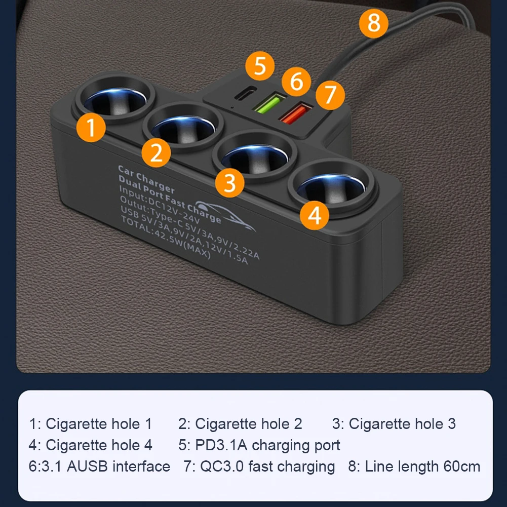 USB-адаптер питания для телефона 4 розетки