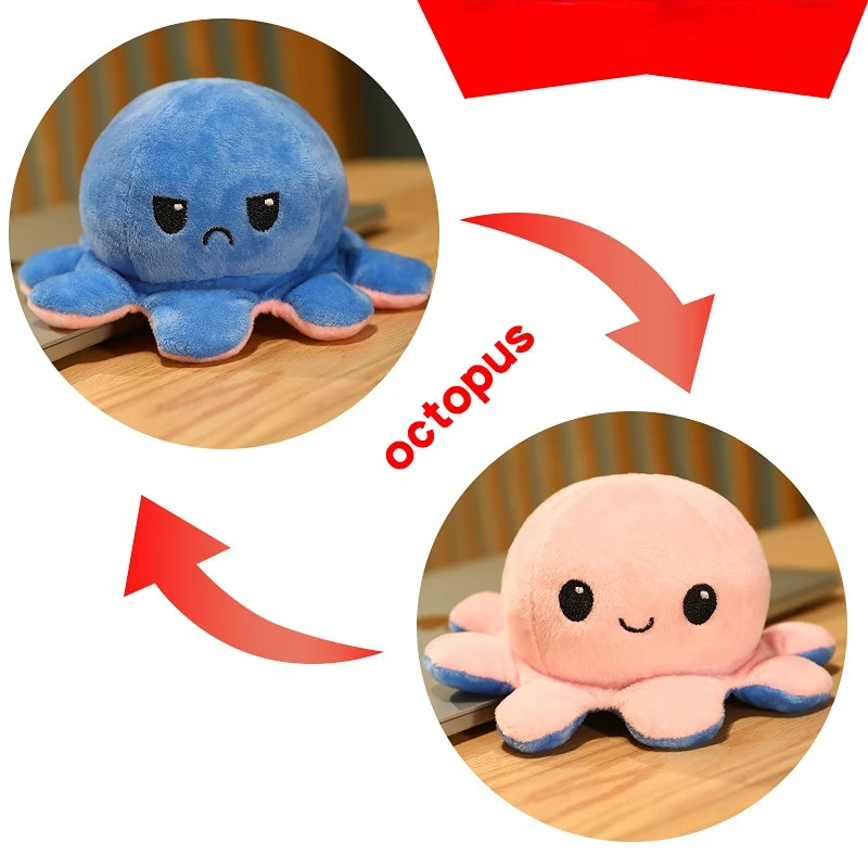 

20-40cm Kawaii Cartoon Two-faced Octopus 5 styles Plush Toy Soft Stuffed Animal Cute Children Toy for Birthday Girl 5 To 7 Years