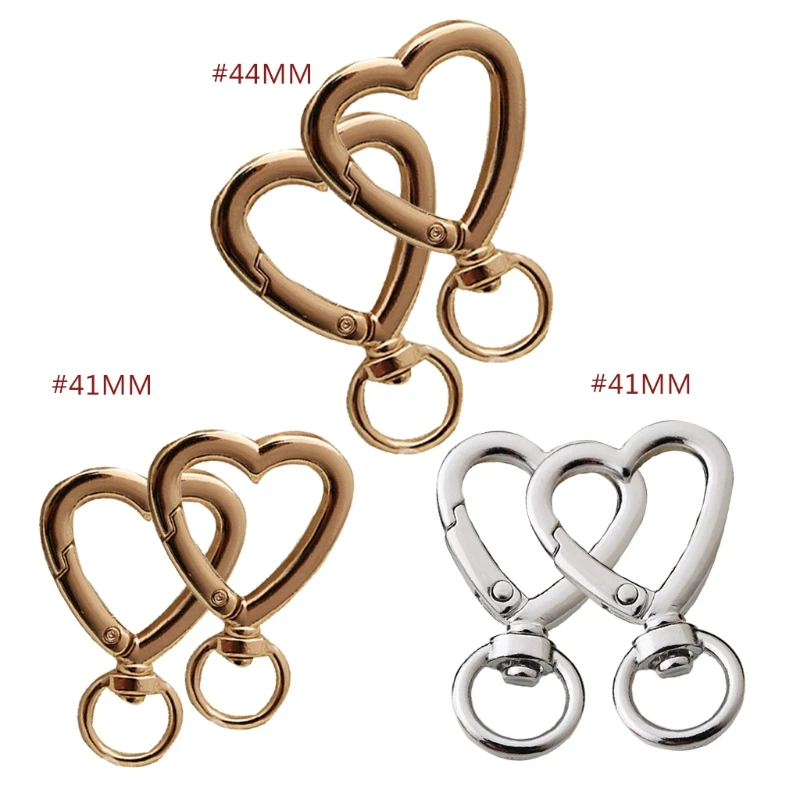

2pcs Bag Accessories Handbags Clasps Handle Heart Shape Lobster Metal Clasp Swivel Clips Snap Hooks for KEY Rings Keychains