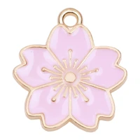 15pcslot cute colorful cherry blossoms charms drip oil pendant for necklace earrings bracelet jewelry making diy accessories